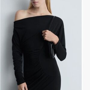 James Perse One-Shoulder Long Sleeve Midi Dress